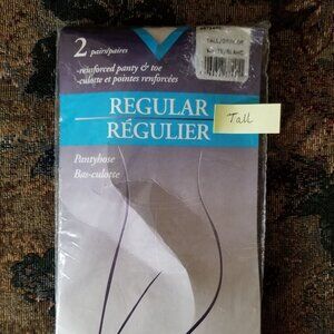 NWT. White pantyhose, size Tall 140-170 lb, 2 pairs, nylon, new.